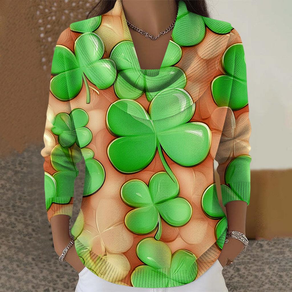 Dámský ležérní a módní svetr s dlouhým rukávem a potiskem, kulatým výstřihem