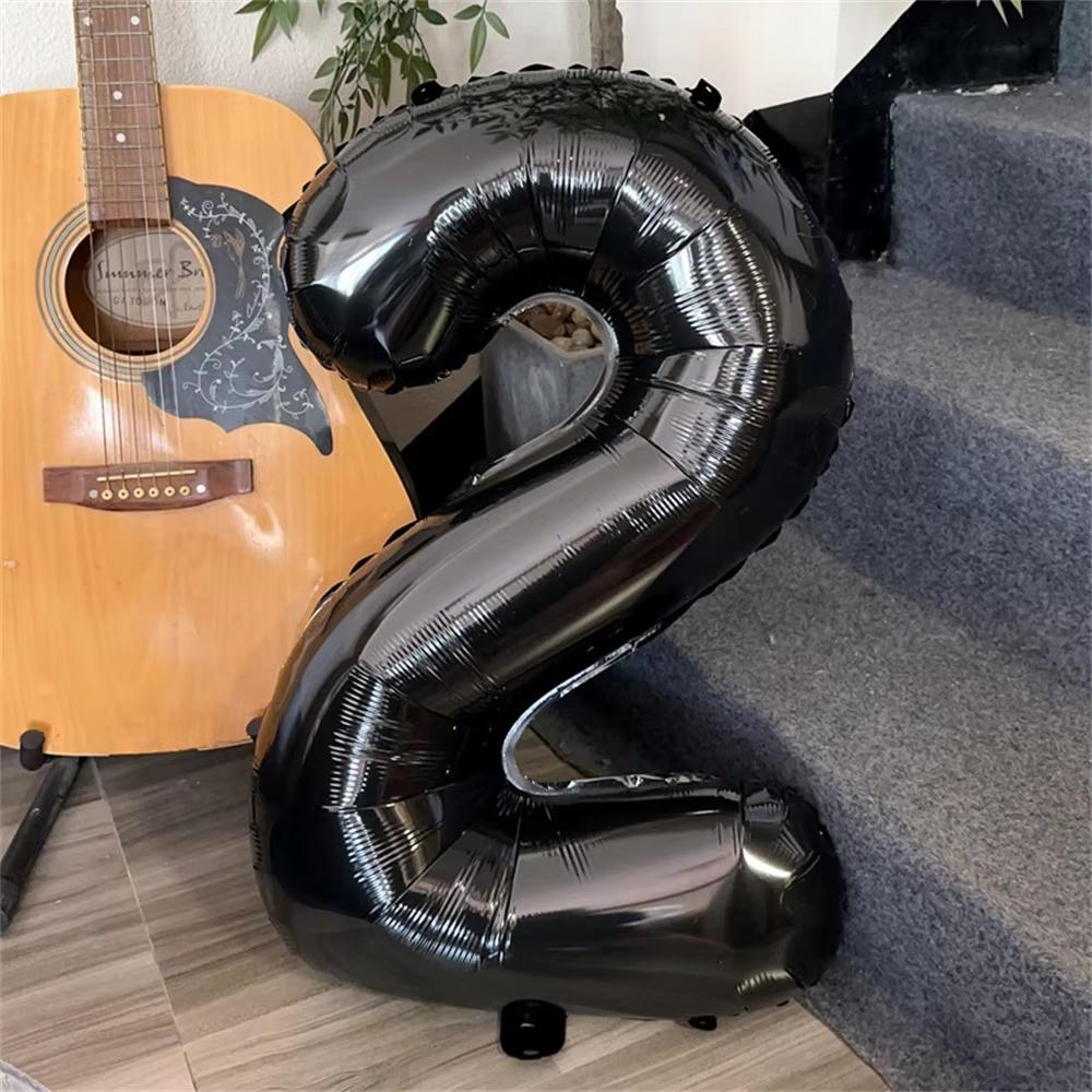 1pc INS 32inch Black Large Number Foil Balloons Figure Helium Balloon Birthday decals Photo props Birthday Party Decorations