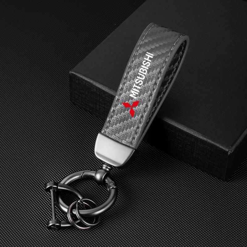 

Fashion Leather KeyChain Horseshoe Buckle Key Ring Car Key Rings for Mitsubishi Pajero Sport Outlander ASX Lancer Eclipse Cross