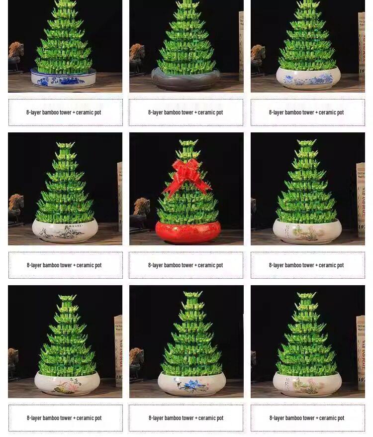 Prosperity Bamboo Tower: Hydroponic Indoor Plant for Wealth and Fortune