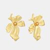 Vintage Metal Flower Big Stud Earrings For Women Gold Color Geometric Statement Fashion Jewelry Accessories