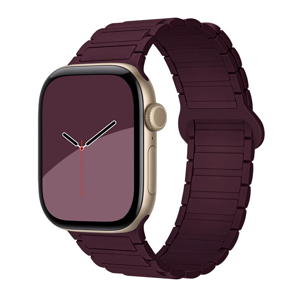 Compatible Silicone Magnetic Buckle Band for Apple Watch Series 1-11, Ultra 3, SE 3 Three-Bead Style