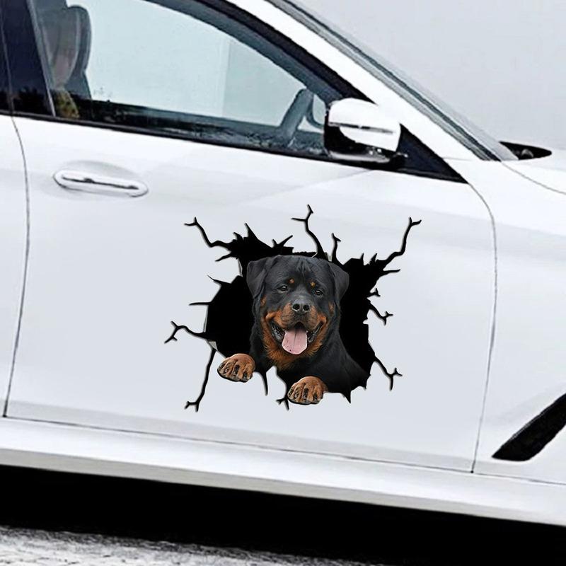 Tear Cute Rottweiler Dog Exposed Tongue Decal for Car Body, Bumper Waterproof Cover Scratch Sticker Maximum Size 15cm