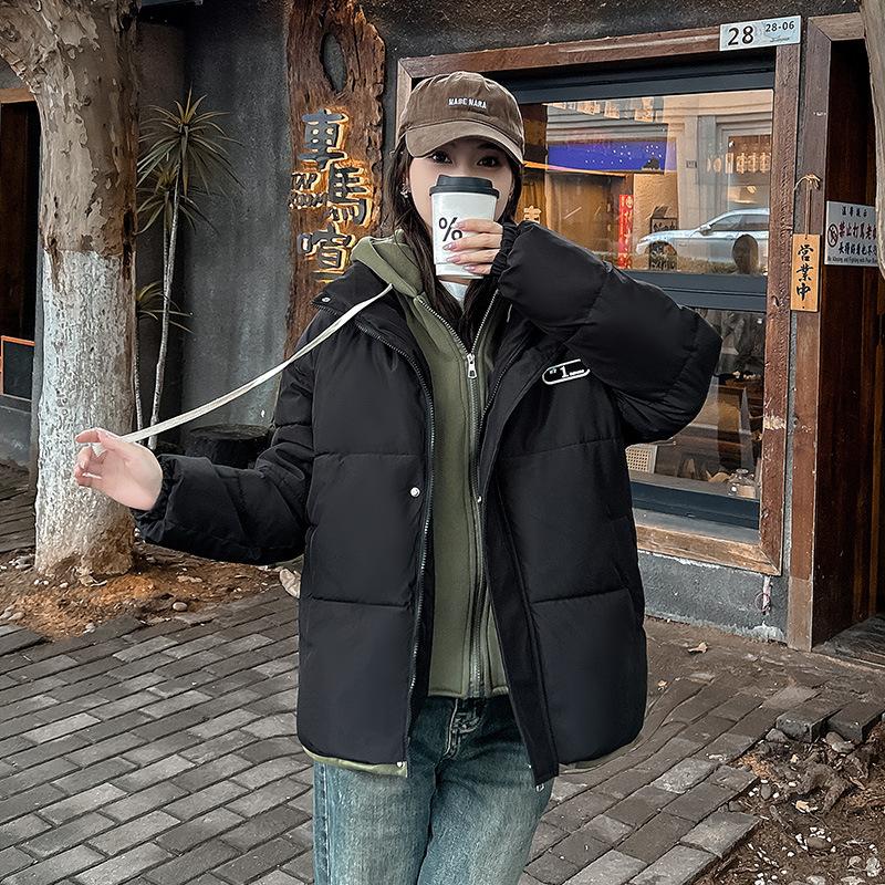 Fake Two Thickened Cotton Clothes Cotton Clothes Women's Winter 2025 New Loose Plus Size Casual Student Padded Jacket with Hood