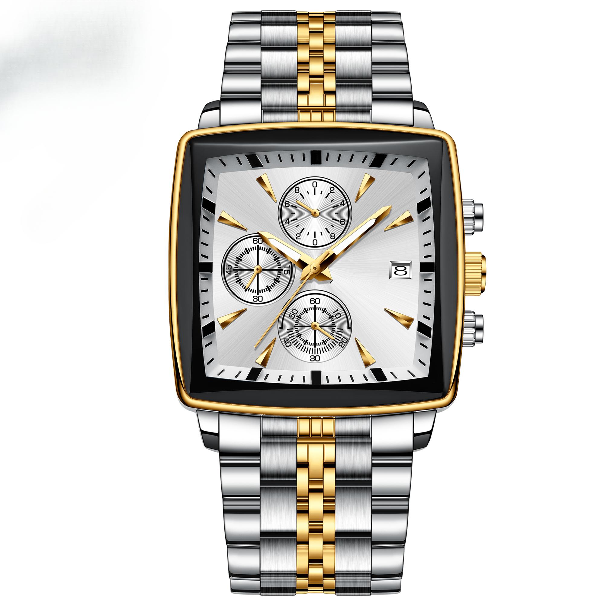 

Роскошные квадратные спортивные мужские наручные часы водонепроницаемые светящиеся кварцевые мужские часы из нержавеющей стали мужские часы