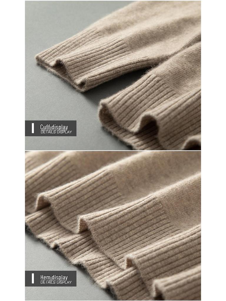 Men's Wool Cashmere Sweater - Long Sleeve Turn-Down Polo Collar Pullover for Autumn/Winter