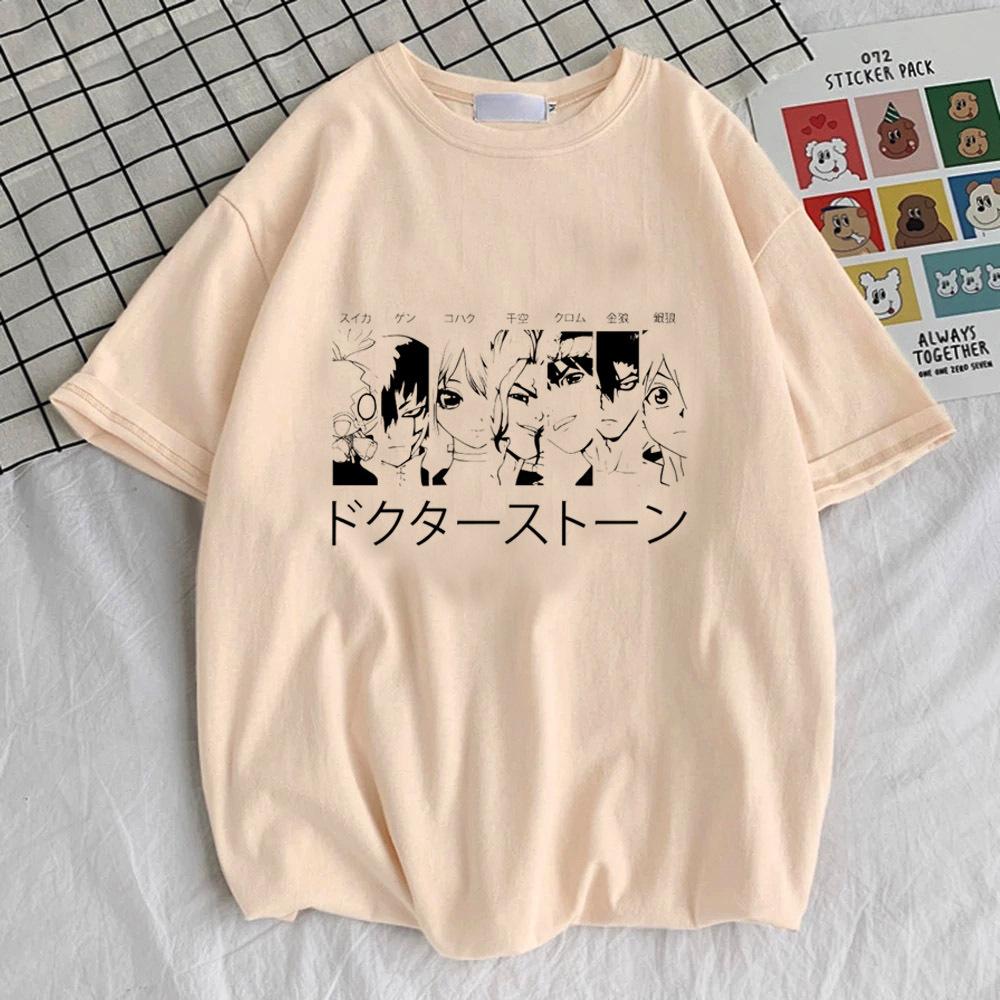 Dr Stone Top Tees Teen 2000s Trendy Aesthetic Colorful Anime Women Shirt Pastel Vintage Grunge Psychedelic Classic Harajuku