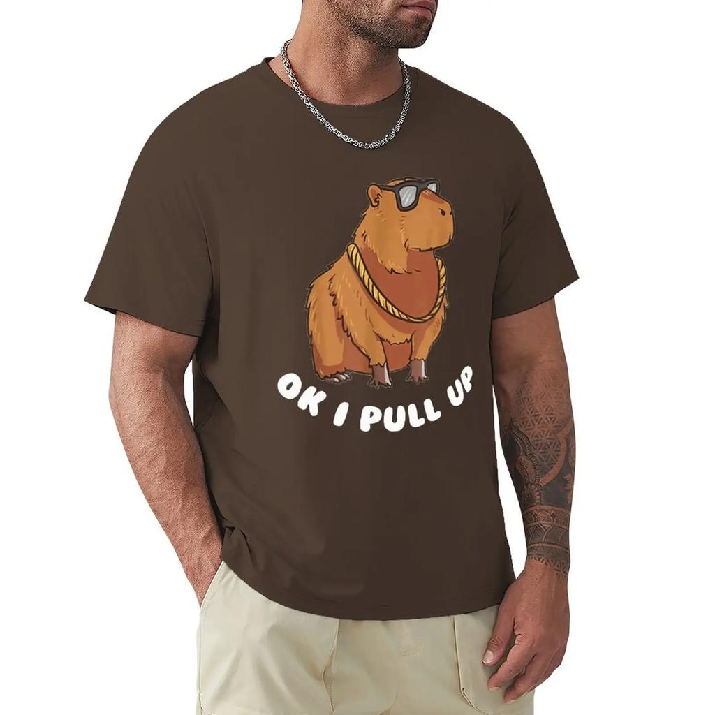 Capybara Glasses Ok I Pull Up Funny Cute Animal T Shirts Cartoon Graphic TShirts Cool Short Sleeve Clothing Streetwear T-Shirts