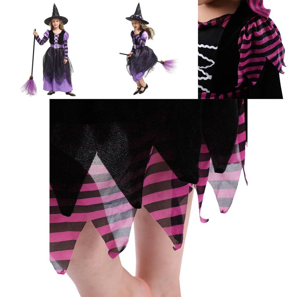 Exquisite Children's Halloween Witch Costume With Silky Fabric And Intricate Details