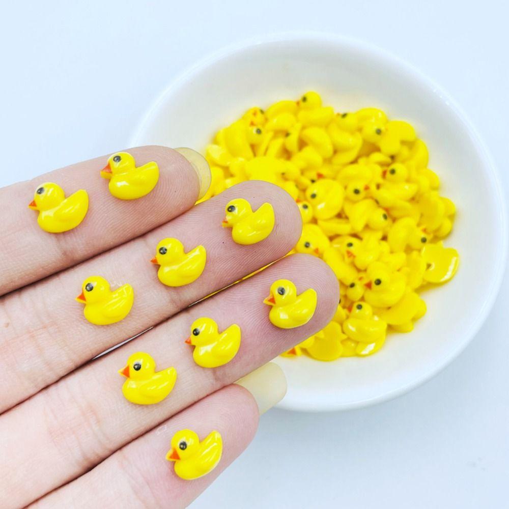 100pcs Cabochons Yellow Duck Resin Ornament Cartoon Duck Resin Figurines  Nail Enhancement