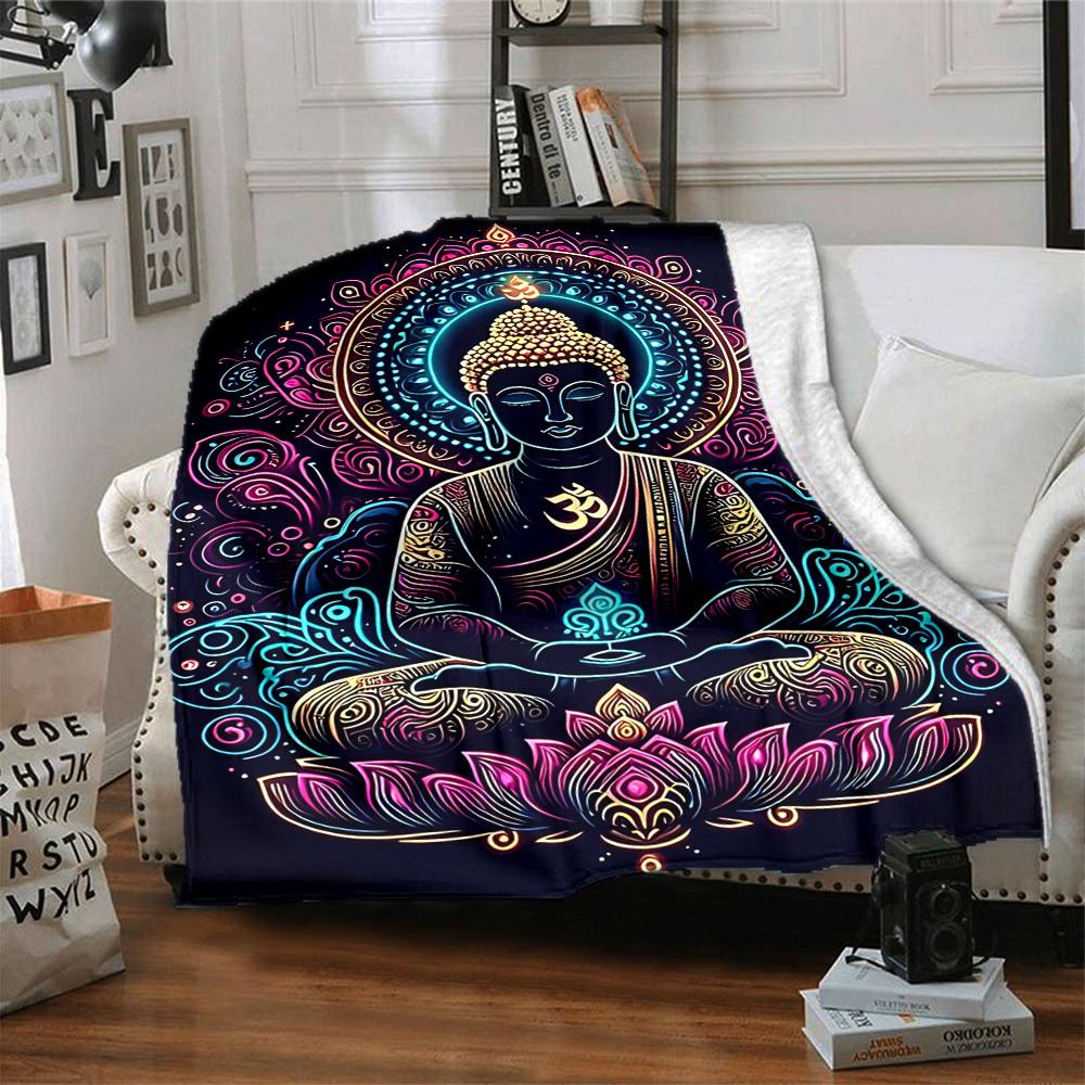 1PC Buddha Statue Print Blanket, Soft Throw Blanket - Warm & Cozy for Couch, Bed, Office, and Travel Yy250912212