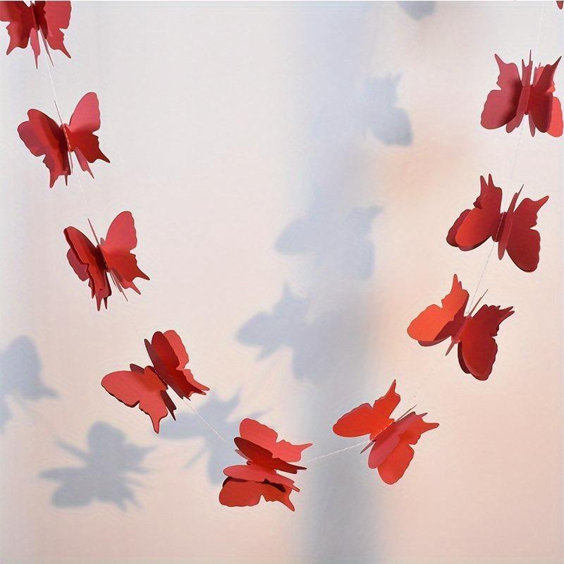 4-meter Colorful Cardboard Rainbow Butterfly Three-dimensional Paper Flower Drawing Wedding Birthday Party Venue Decoration Hanging String Decoration