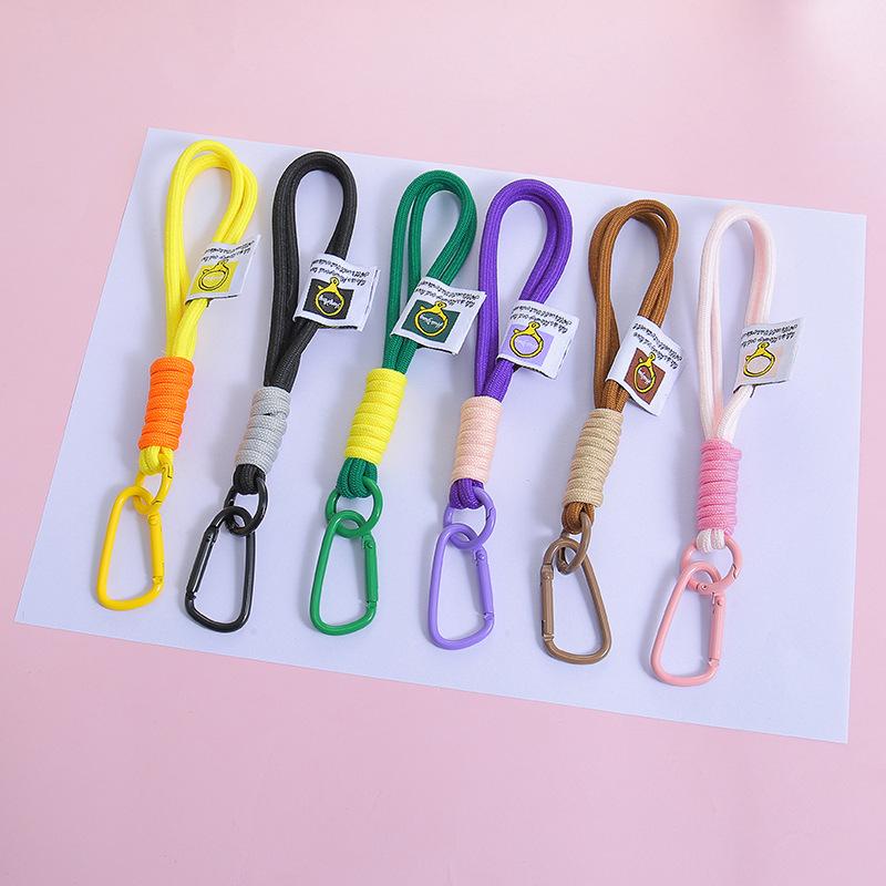 Creative Iridescent Braid Rope Keychain Carabiner Key Ring For Bag Pendant Accessorie Hanging Cord DIY Jewelry Making
