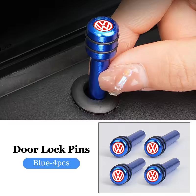 Ear1 Aluminum Car Door Lock Knob Pull Pin Safety Covers for Volkswagen VW GOLF JETTA PASSAT Polo TOUAREG T-ROC Beetle BORA CC