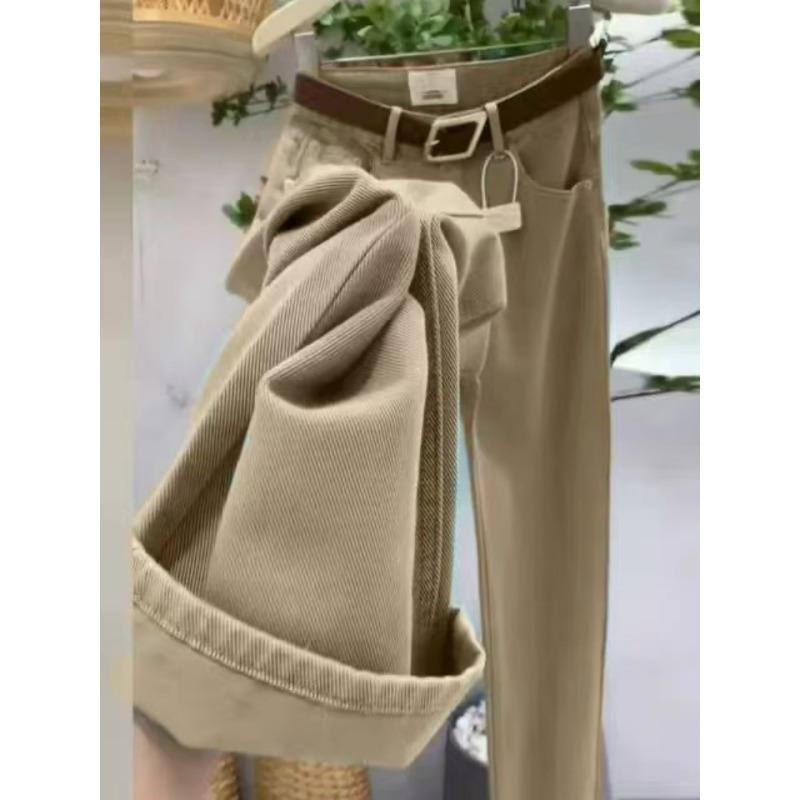 Vintage Plus Size Spring Wide Leg Jeans Damen Hohe Taille Vielseitige Gerade Bodenlange Hose