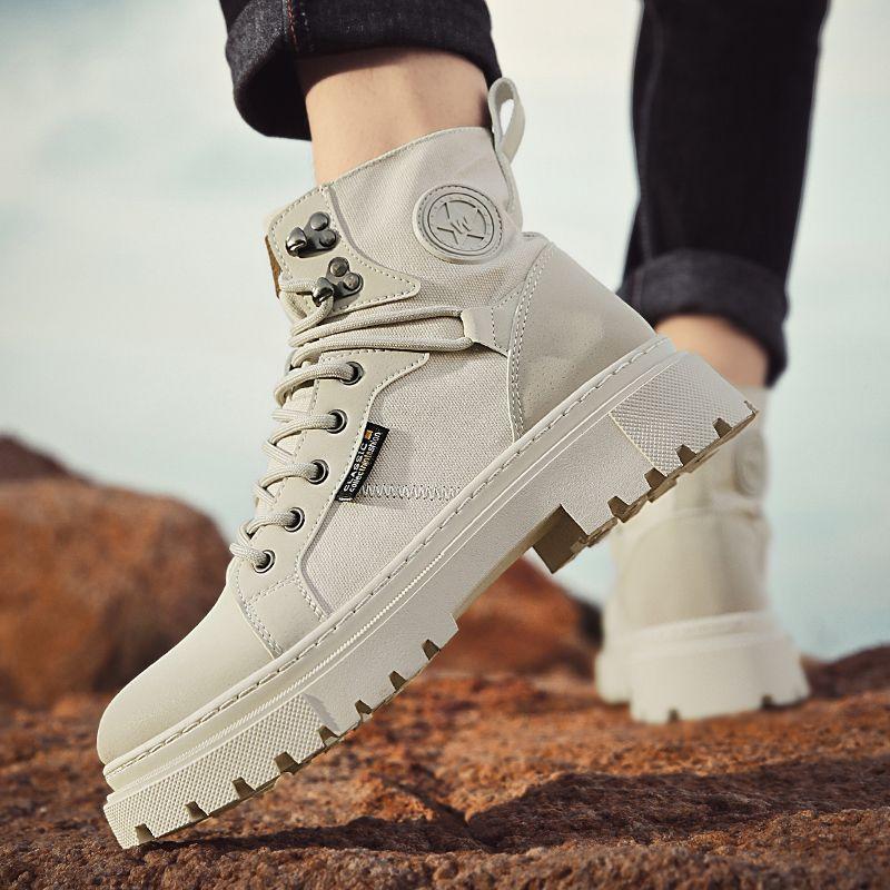 Casual High Top Man Boots Platform Thick Sole High Top Round Toe Leather Shoes for Men Quality Fashion Pu on Sale Comfortable