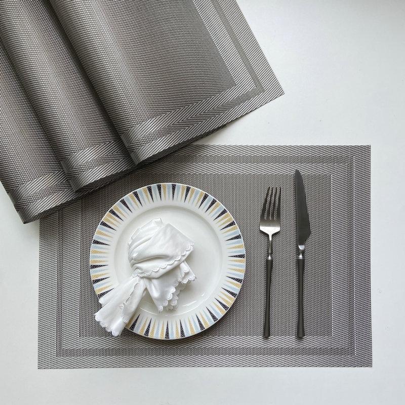 PVC Western food mat, hotel Teslin thermal insulation mat, single frame coaster, home non-slip double frame jacquard woven mat