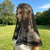 Lace Veil, Short Back-Draped Veil, Mesh Lace Edge Retro Style Wedding Headscarf, for Church Gothic Halloween Party
