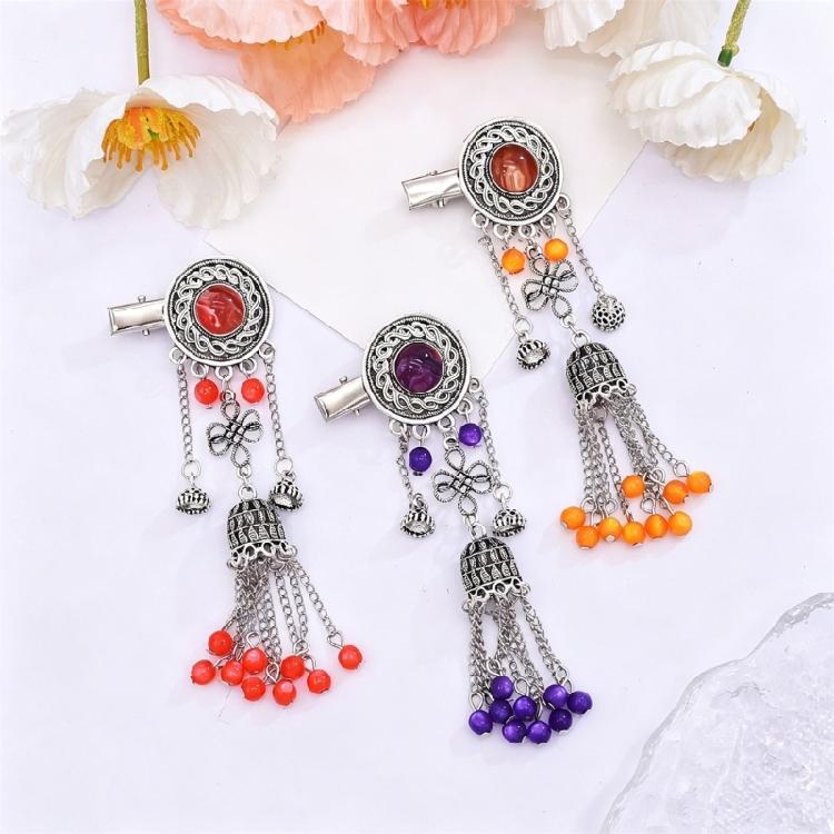 Exotic Hair Clip Side Clip with Tassels For Women Kazak Styles Hair Styling Accessory for Formal Event Costume Accessory
