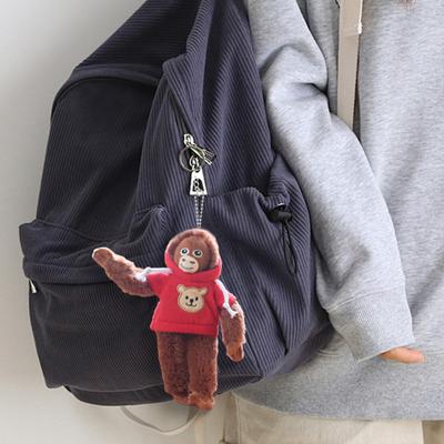 Adorable Hoodie Monkey Keychain Plush Hanging Ornament with Removable Jacket Soft Bags
