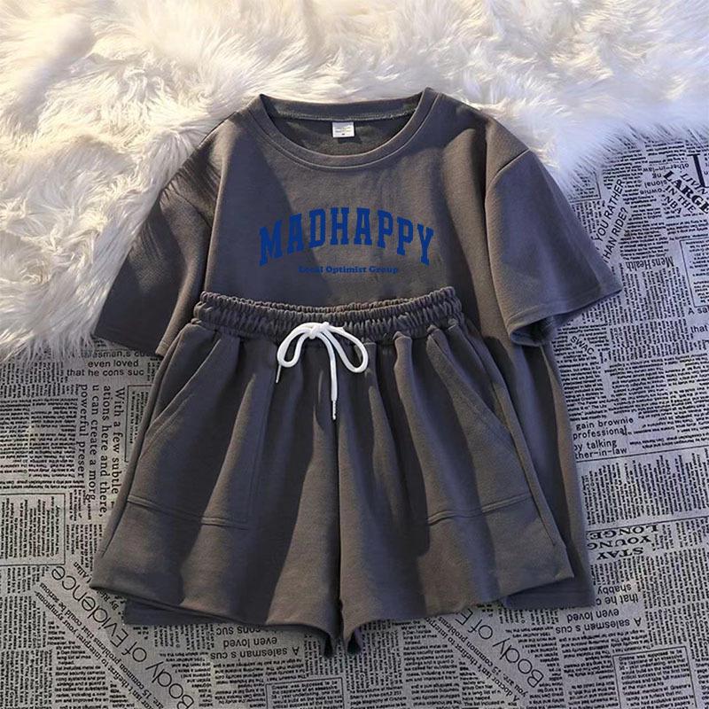 2025 Damen Casual Sport Zweiteiler: Lockeres Kurzarm-Top & Shorts für den Sommer