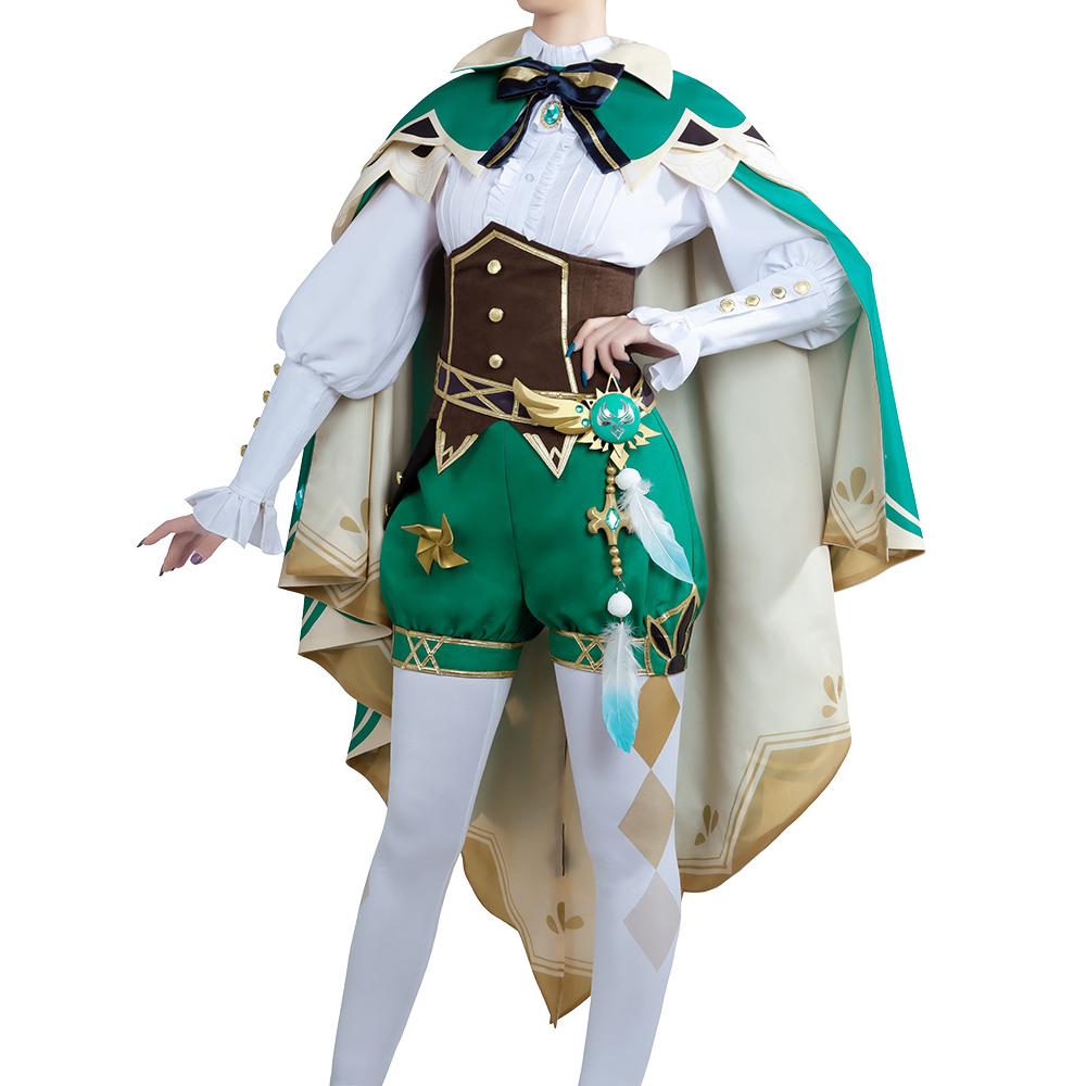 Genshin Impact Cosplay Game Anime Project Venti Cosplay Costumes Women's Cloak Top Shorts Belt Socks Tie Full Set