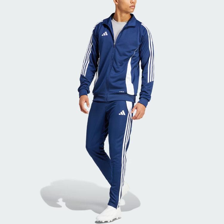 Adidas Tiro 24 Training Jacket Color Block Long Sleeve Retro Sports Stand Collar Jacket Men jackets Navy-Blue IR7498