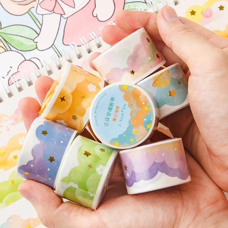 Kawaii Gradient Clouds Washi Tapes DIY Scrapbooking Journal Planner Diary Stickers Cute Masking Tape Korean Stationery OfficeKaw