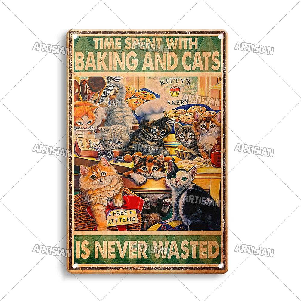 

Артизанальный черный кот ретро металлическая табличка забавный питомец винтажная декоративная жестяная вывеска настенный декор гараж бар паб клуб кухня дом человек пещера 7.8x11.8inch