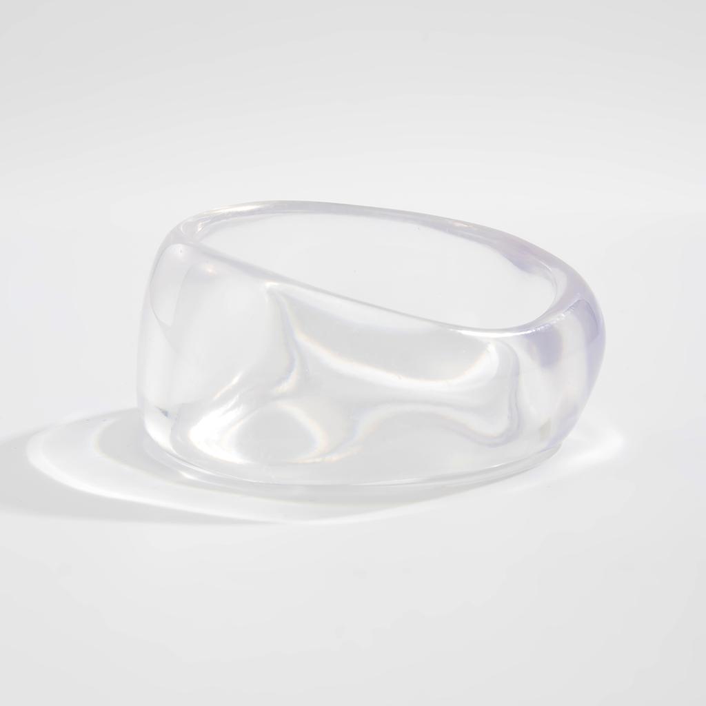 Salircon Punk Creative Geometric Clear Acrylic Resin Wide Bangle Women Vintage Trendy Silver Color Metal Bracelet Bangle Jewelry