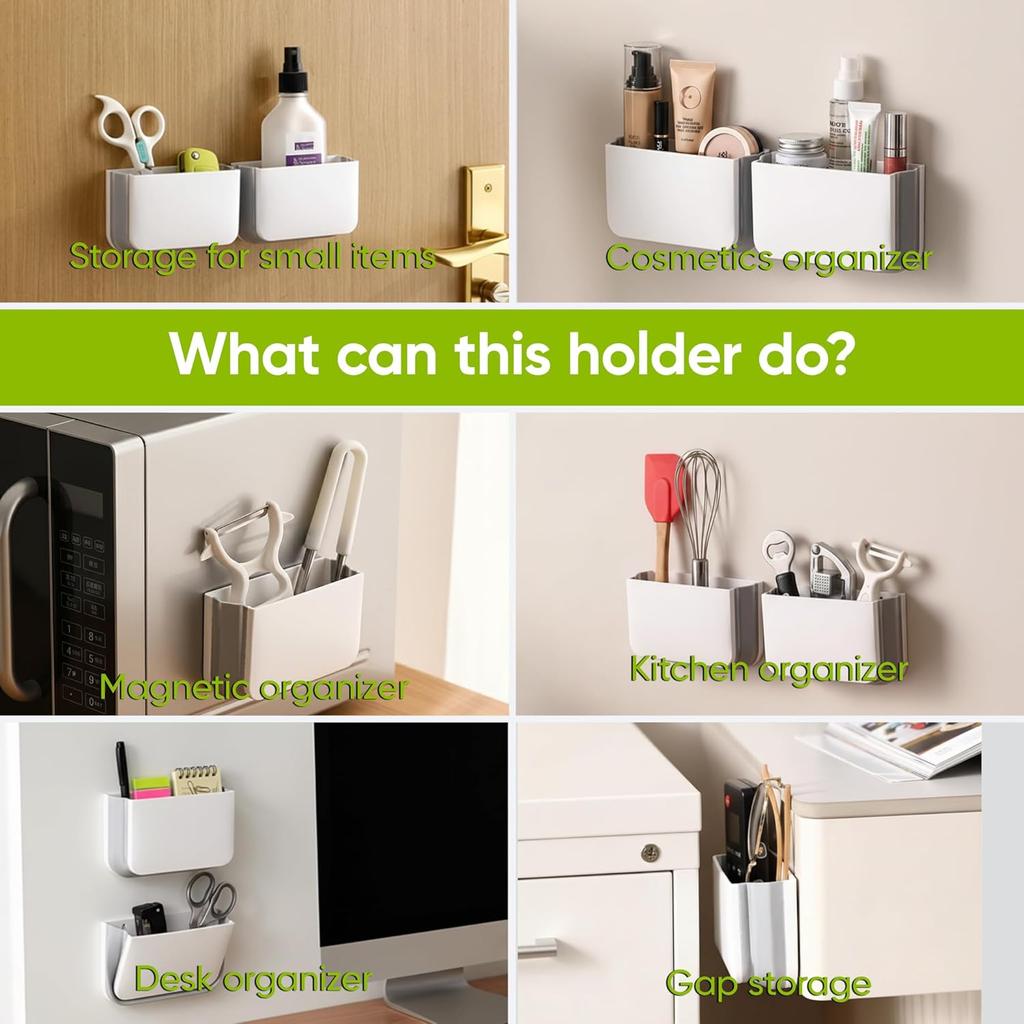 2 Pack Foldable Magnetic Pen Holder for Refrigerator, Adjustable Dry Erase Marker Holder for Whiteboard, TV Remote Holder, Magnetic School Locker,