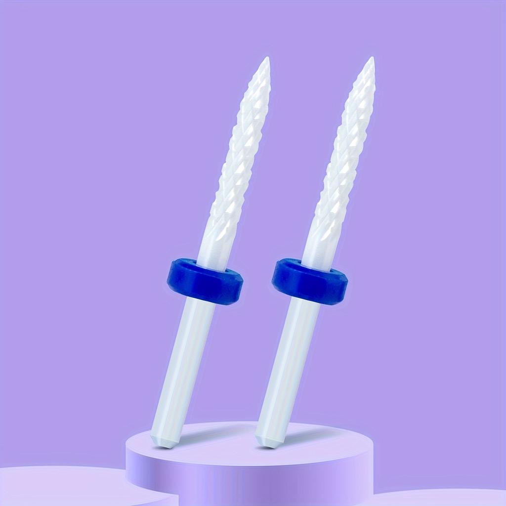 2PCS Tungsten Carbide Nail Drill Bits Gel Polish Remover 3/32 Inch Nail Art Files Cuticle Milling Cutter For Manicure Pedicure