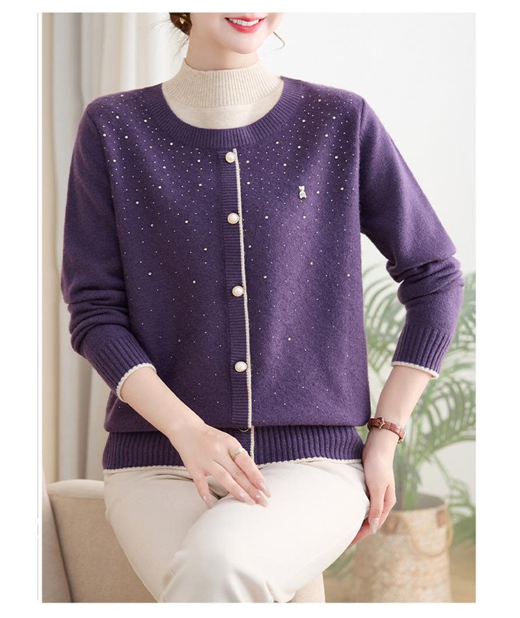 Mom's 2025 Winter Faux Two-Piece Knit Top: Stylish, Warm, Plus Velvet Thickened Sweater for Autumn & Winter