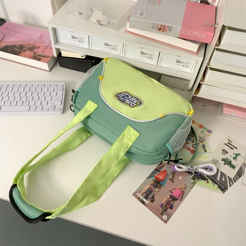 School Bag Summer New School Bag Nylon Popular Contrasting Colors Junior High School College Students Women's Fashion Portable Shoulder Bag