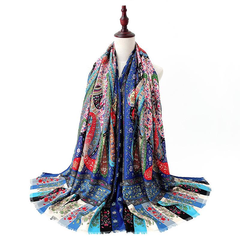 Bohe Style Cashew Floral Print Women'S Shawl Scarf Breathable Thin Travel Beach Scarves Ethnic Shawls Vintage Bandana Stoles