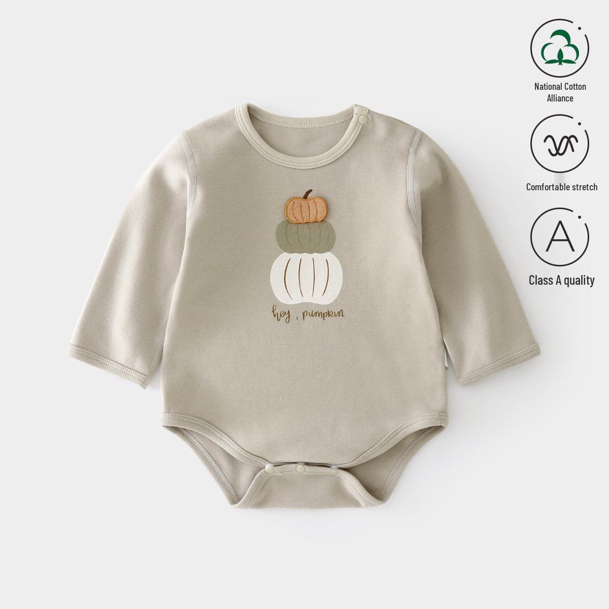 

Infant & Toddler Velvet Romper: Spring & Autumn A-Class Boneless Long Sleeve Triangle Onesie 73 cm серый