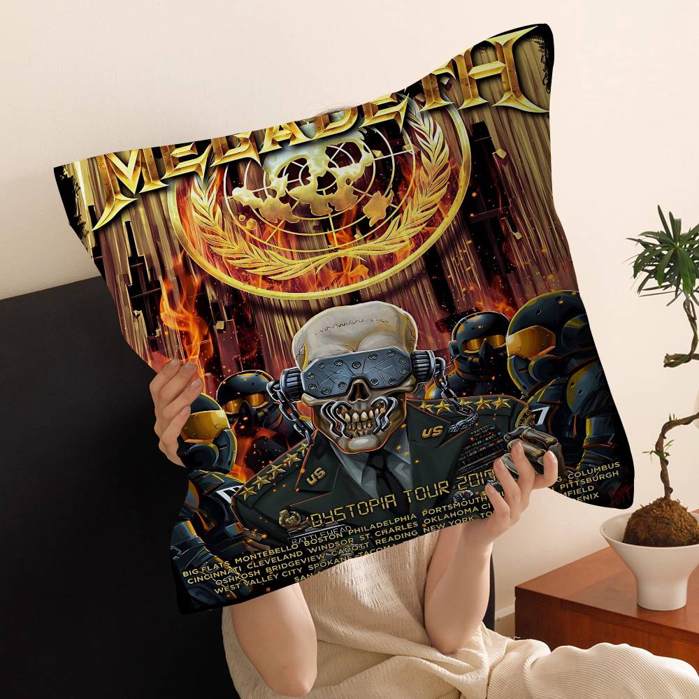 

Megadeth Heavy Metal Band Office Cushion Pillowcase Car Cushion CoverXCM Lumbar Pillowcase Sofa Pillowcover 30x30 cm