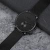 BUREI Men's Black Watch, Simple, Stylish, Popular, Men's Black Watch with Leather Strap (AMJP-7, Stainless Steel)