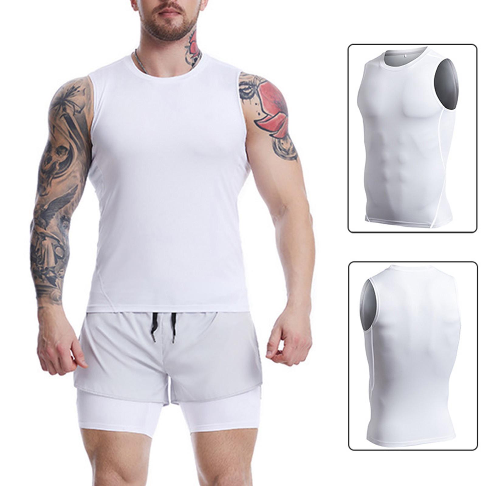 

Спортивный жилет, мужской облегающий костюм для фитнеса без рукавов, быстросохнущий жилет для баскетбола, бега, йоги XL белый
