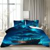3pcs Blue Bedding Set Ocean Mist Ghost Ship Printed Cozy Duvet Cover Set King Queen Twin Single Size Birthday Gift Bedroom Decor