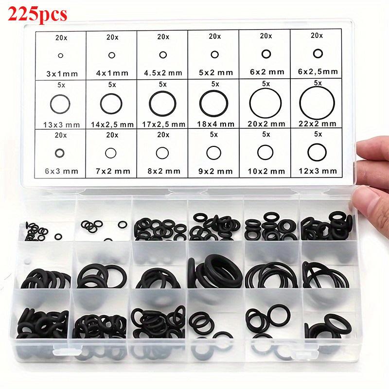 225-Piece O-Ring Assortment: Oil & Water-Resistant Rubber Seals for Automotive & Mechanical Use