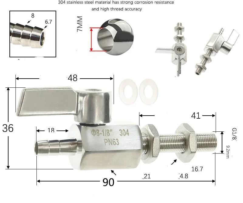 Valvola a Sfera Mini in Acciaio Inossidabile 304 con Raccordo a Innesto per Tubo Grado Sanitario 7mm 8mm 10mm 12mm Giunto per Tubo Gas Acqua Olio Microvalvola Acquario