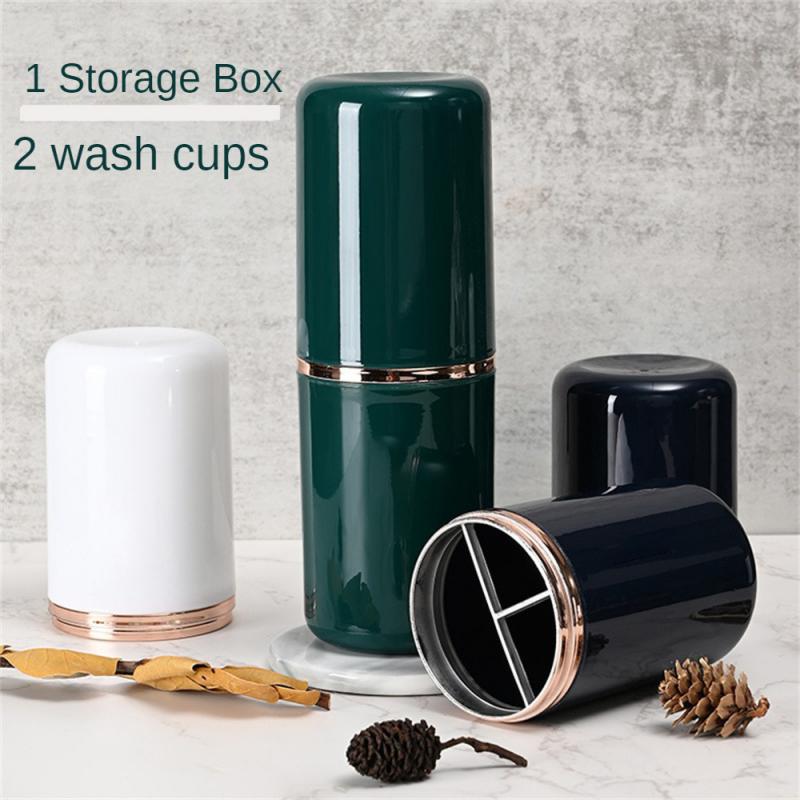 Travel Portable Toothbrush Cup Bathroom Toothpaste Holder Storage Case Box Organizer Travel Toiletries Storage Cup Mouthwash Cup