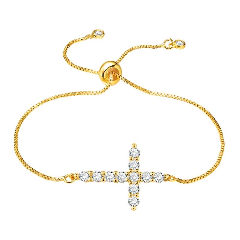 Elegant Bracelet Cubic Zirconia Charm Chain Bracelet Adjustable Length Bracelet Copper Texture for Various Occasion 1