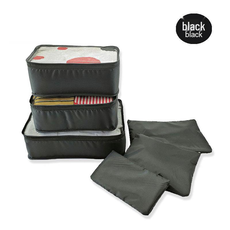 6-Piece Travel Toiletry & Clothing Storage Set with Document Bag