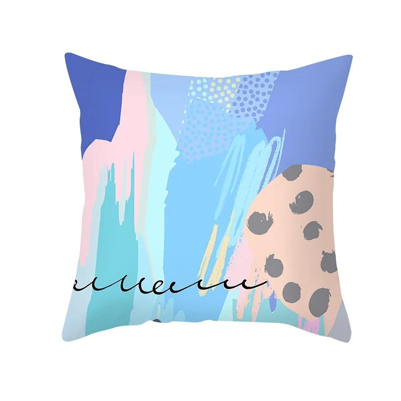 Pink Blue Abstract Decorative Pillowcase Office Living Room Car Ornaments Home Pillowcase