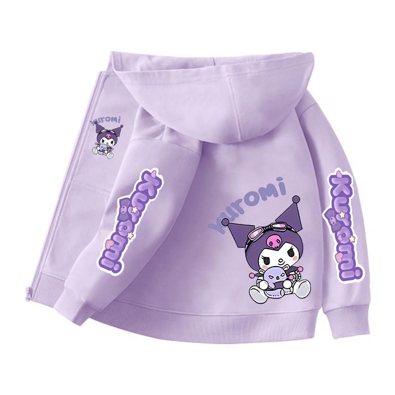 Mikina s kapucí na zip Kawaii Dětská Streetwear Kuromi Dětská Mikina na zip Dětská Mikina Manga Oblečení Dítě Dívka Chlapec Top Mikina