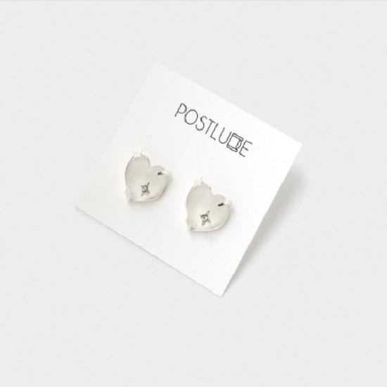 POSTLUDE [SILVER] CLEAR HEART SPARKLING Earrings