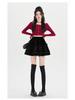 High-Waist Velvet A-Line Fluffy Skirt for Women - Autumn/Winter Collection