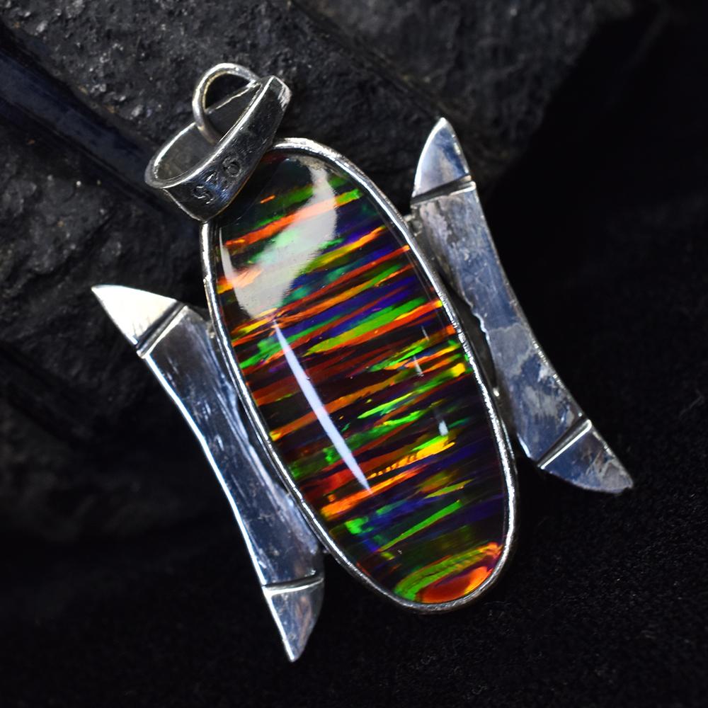 Natural Opal Pendant Brazilian 35 ct 925 Sterling Silver Oval Gems October Birthday Birthstone